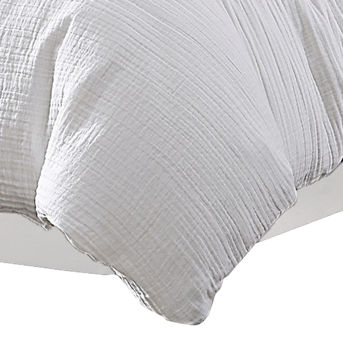 Uvi 3 Piece King Comforter Set, Cotton, Natural Crinkled Texture, White  - BM304777