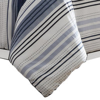 Alfa 5 Piece King Comforter Set, Jacquard Woven Stripes, Blue, White