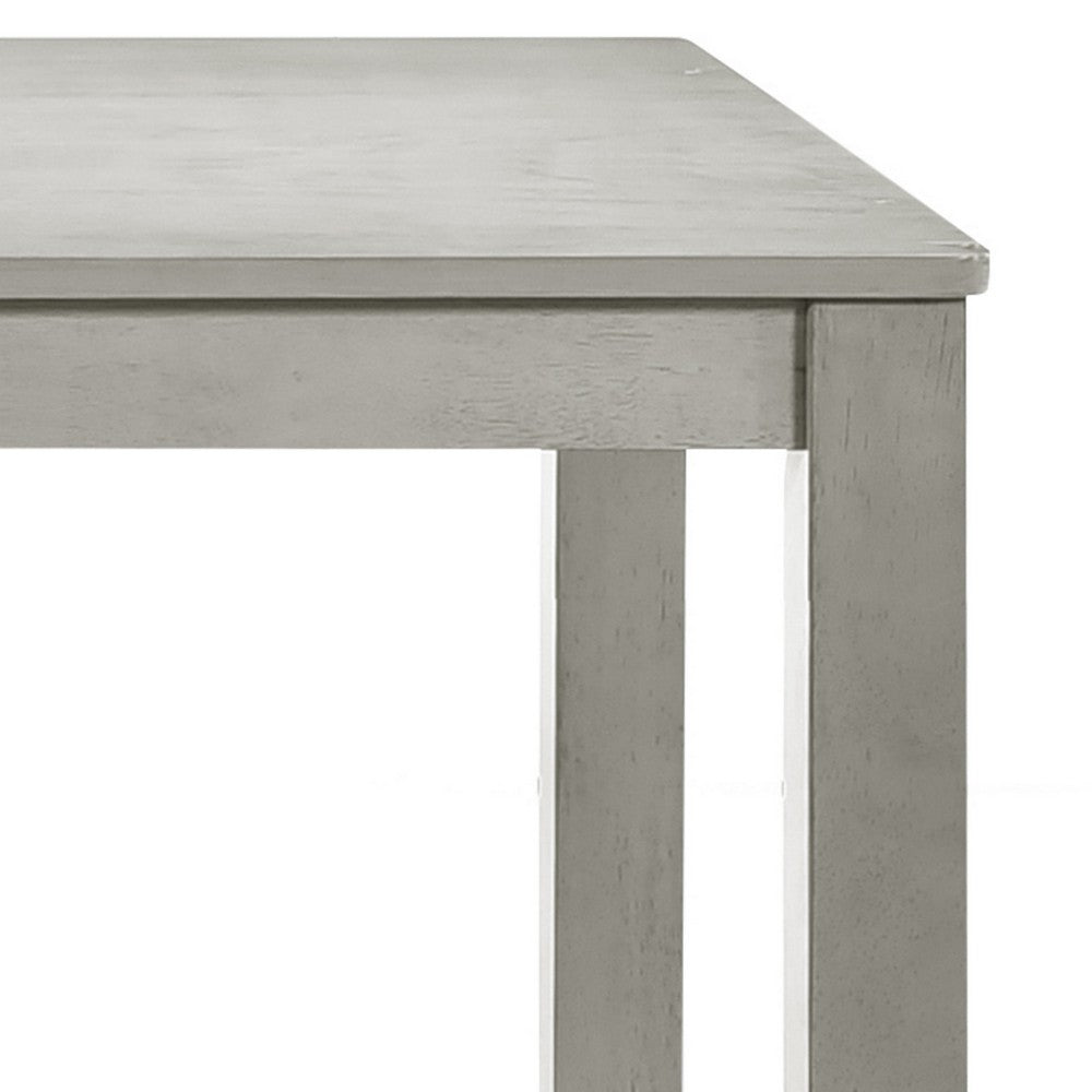 Pane 59 Inch Rectangular Wood Dining Table, Smooth Gray, Tall Block Legs - BM304804