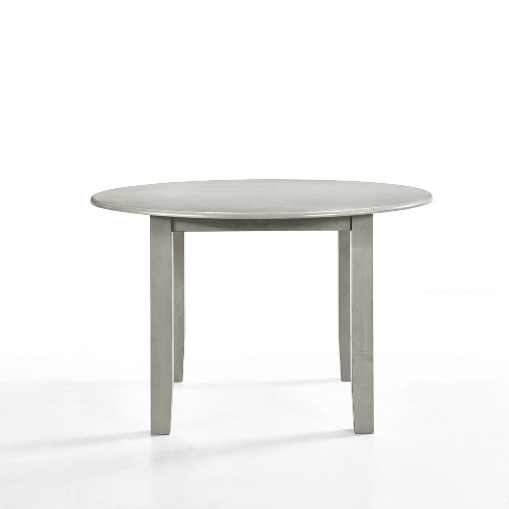 Pane 47 Inch Rounded Wood Dining Table, Smooth Gray Finish, Tall Block Legs - BM304805