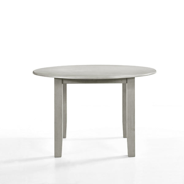 Pane 47 Inch Rounded Wood Dining Table, Smooth Gray Finish, Tall Block Legs - BM304805