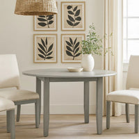 Pane 47 Inch Rounded Wood Dining Table, Smooth Gray Finish, Tall Block Legs - BM304805