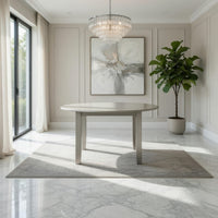 Pane 47 Inch Rounded Wood Dining Table, Smooth Gray Finish, Tall Block Legs - BM304805