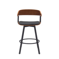 Vera 27 Inch Swivel Counter Stool Chair, Brown Open Back Black Faux Leather - BM304939