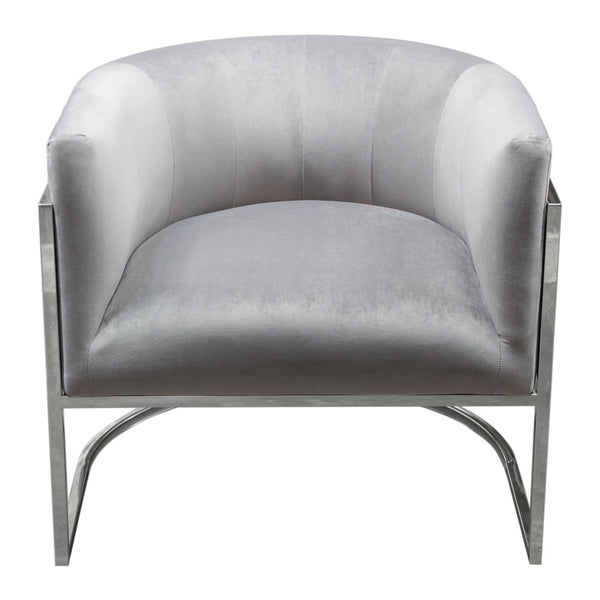 Kel 31 Inch Cantilever Accent Chair, Gray Velvet, Silver Stainless Steel - BM305034