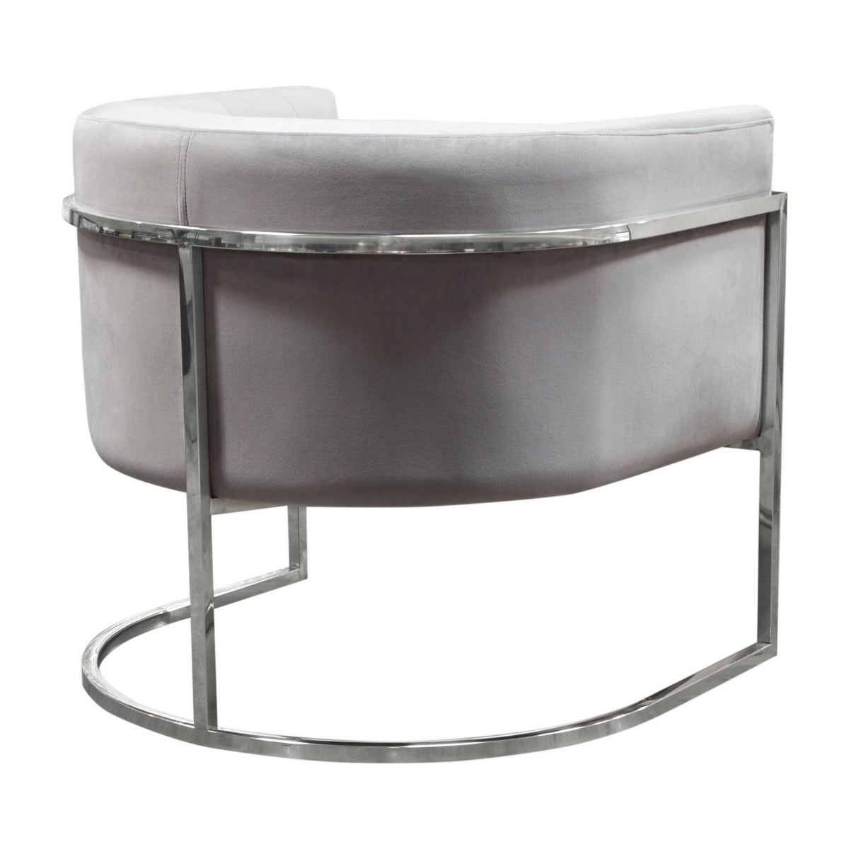 Kel 31 Inch Cantilever Accent Chair, Gray Velvet, Silver Stainless Steel - BM305034