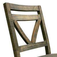 Peya 22 Inch Set of 2 Dining Chairs, Padded Seat, Gray Polyester, Pine Wood - BM305681