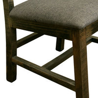 Peya 22 Inch Set of 2 Dining Chairs, Padded Seat, Gray Polyester, Pine Wood - BM305681