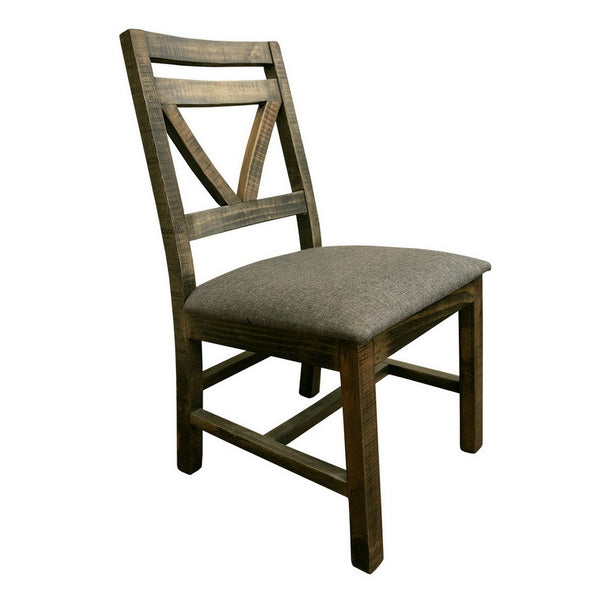 Peya 22 Inch Set of 2 Dining Chairs, Padded Seat, Gray Polyester, Pine Wood - BM305681