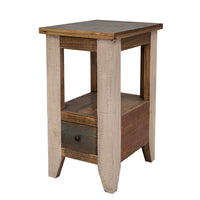 Fena 26 Inch Narrow End Table, Open Shelf, Multicolor Distress Pine Wood - BM306542