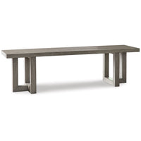 Gif 64 Inch Dining Bench, Geometric Pedestal Legs, Weathered Gray Finish - BM306616