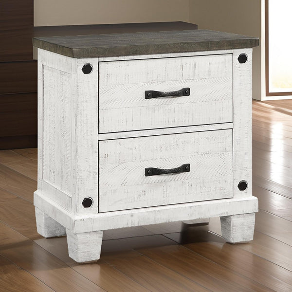 Lili 28 Inch Nightstand, 2 Drawers, USB and Type C Ports, White Pine Wood - BM306666