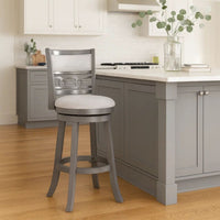Matt 24 Inch Swivel Counter Strool, Cushioned Seat and Backrest, Mist Gray - BM306710