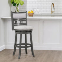 Matt 24 Inch Swivel Counter Strool, Cushioned Seat and Backrest, Mist Gray - BM306710