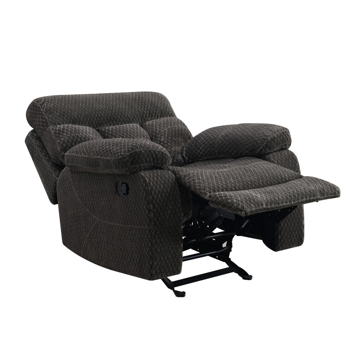 Charl 41 Inch Glider Recliner Armchair, Plush Tufted Backrests, Charcoal - BM306728