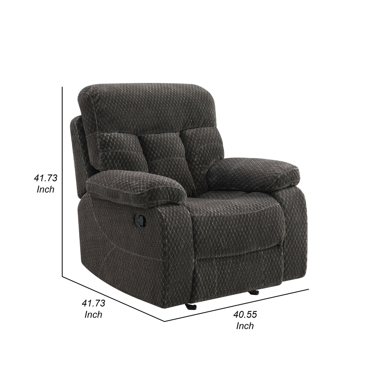 Charl 41 Inch Glider Recliner Armchair, Plush Tufted Backrests, Charcoal - BM306728