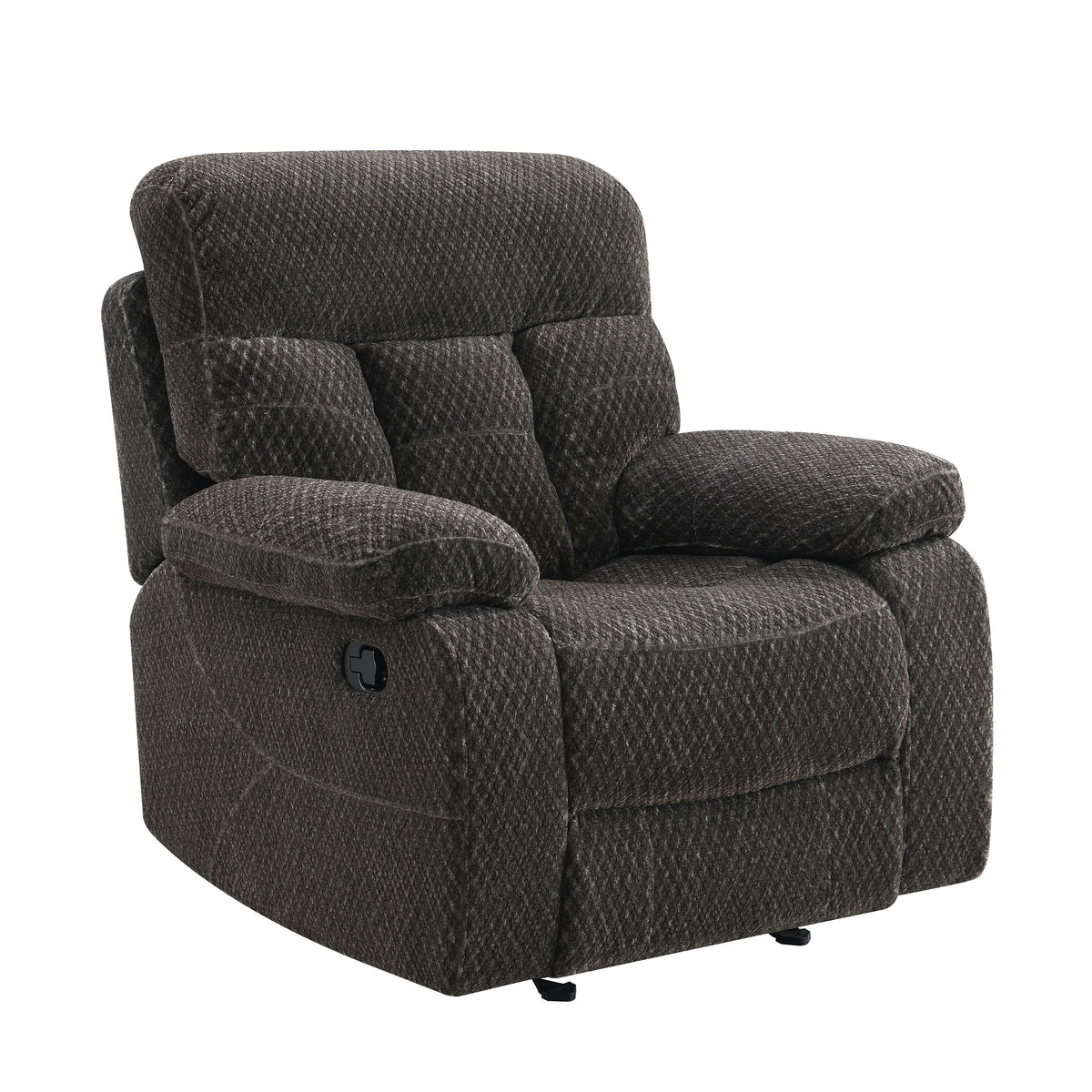 Charl 41 Inch Glider Recliner Armchair, Plush Tufted Backrests, Charcoal - BM306728