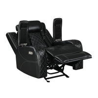 Nova 39 Inch Powered Recliner, Vegan Leather Upholstery, Bold Jet Black - BM306735