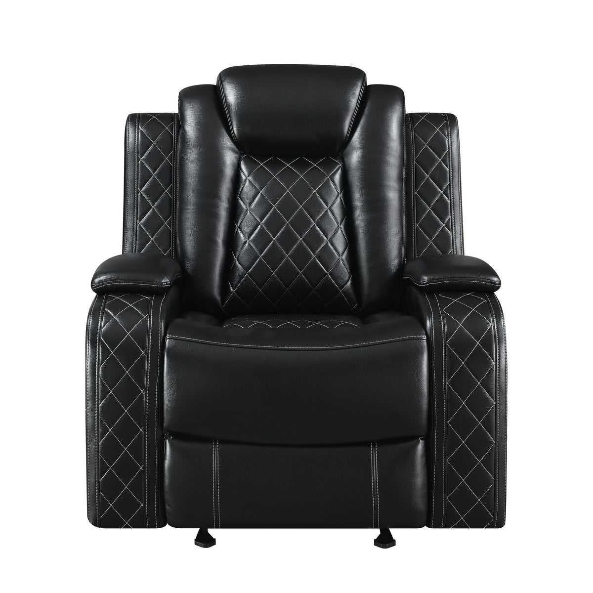 Nova 39 Inch Powered Recliner, Vegan Leather Upholstery, Bold Jet Black - BM306735