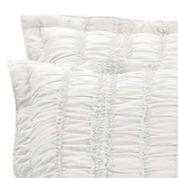 36 Inch Ruffled King Pillow Sham, Polyester Fill, Ruched White Microfiber By Casagear Home