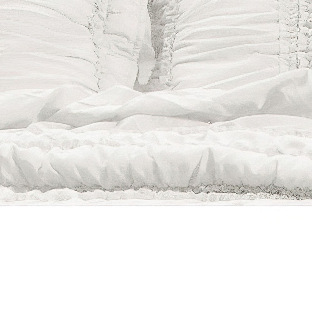 36 Inch Ruffled King Pillow Sham, Polyester Fill, Ruched White Microfiber By Casagear Home