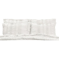 36 Inch Ruffled King Pillow Sham, Polyester Fill, Ruched White Microfiber By Casagear Home