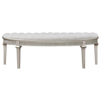 Nive 53 Inch Bench, Semiround Shape, Encrusted Faux Diamond, Silver Oak  - BM307111