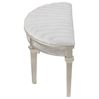Nive 53 Inch Bench, Semiround Shape, Encrusted Faux Diamond, Silver Oak  - BM307111