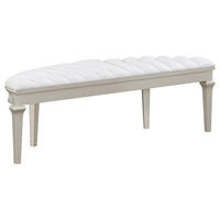 Nive 53 Inch Bench, Semiround Shape, Encrusted Faux Diamond, Silver Oak  - BM307111