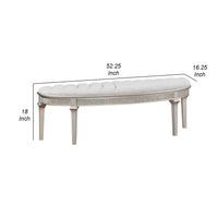 Nive 53 Inch Bench, Semiround Shape, Encrusted Faux Diamond, Silver Oak  - BM307111