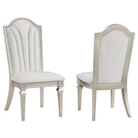 Nive 20 Inch Set of 2 Dining Chairs, Tall Arch Back, Silver, Ivory Chenille  - BM307115