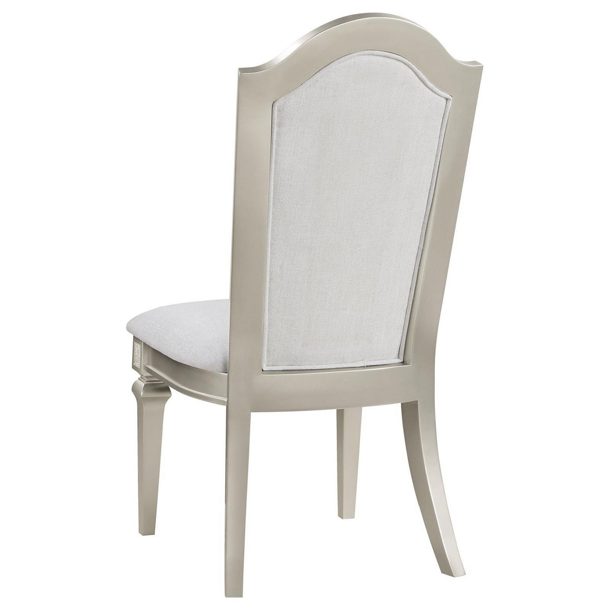 Nive 20 Inch Set of 2 Dining Chairs, Tall Arch Back, Silver, Ivory Chenille  - BM307115