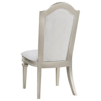 Nive 20 Inch Set of 2 Dining Chairs, Tall Arch Back, Silver, Ivory Chenille  - BM307115