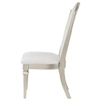 Nive 20 Inch Set of 2 Dining Chairs, Tall Arch Back, Silver, Ivory Chenille  - BM307115