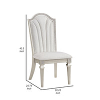 Nive 20 Inch Set of 2 Dining Chairs, Tall Arch Back, Silver, Ivory Chenille  - BM307115