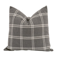 Veya 22 Inch Set of 2 Accent Throw Accent Pillows, Down, White Plaid, Gray By Casagear Home