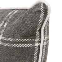 Veya 34 Inch Set of 2 Lumbar Pillows, Down Filling, White Plaid, Smoke Gray By Casagear Home