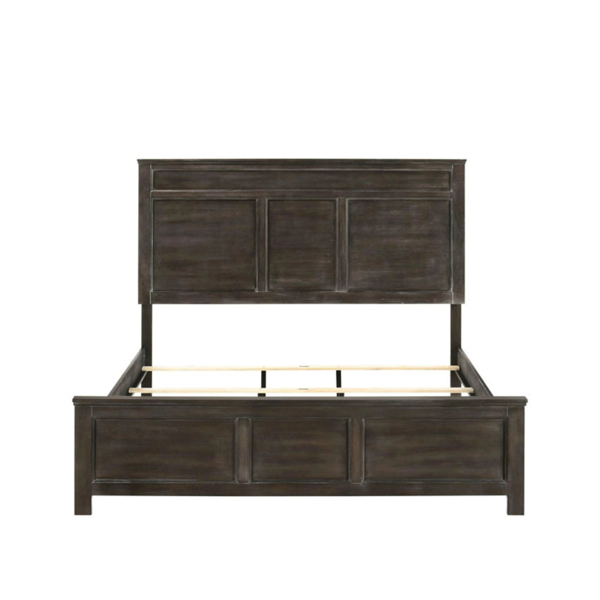 Aver Twin Size Bed, Transitional Carved Panel Design, Nutmeg Brown Wood