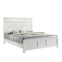 Aver Queen Size Bed, Transitional Carved Panel Design, White Wood Finish