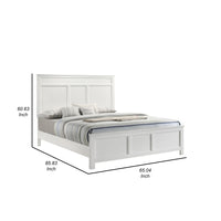 Aver Queen Size Bed, Transitional Carved Panel Design, White Wood Finish