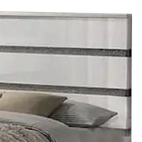 Peis King Size Bed, LED, Crystal Accents, Modern Design, Glossy White