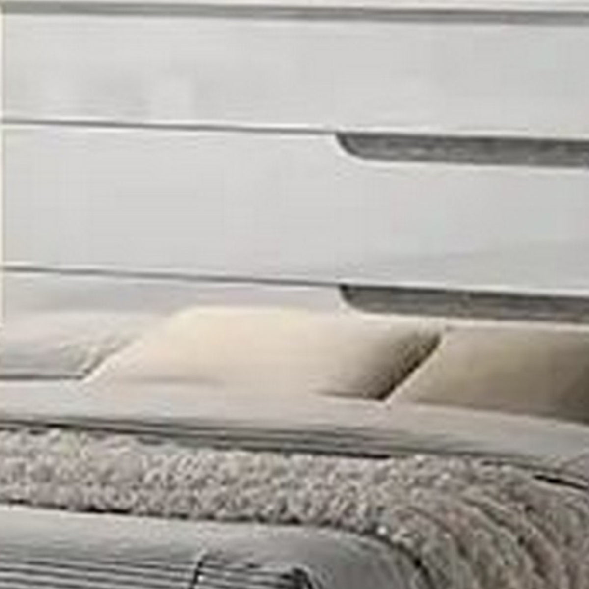 Peis King Size Bed, LED, Crystal Accents, Modern Design, Glossy White