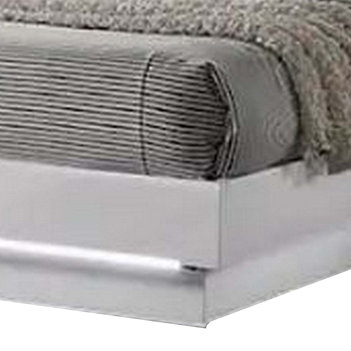 Peis King Size Bed, LED, Crystal Accents, Modern Design, Glossy White
