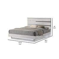 Peis King Size Bed, LED, Crystal Accents, Modern Design, Glossy White