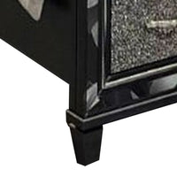 Bet Queen Bed, Storage Drawers, Silver Faux Leather Upholstery, LED, Black
