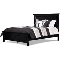Umi Queen Size Bed, Classic Panel Design with Molded Details, Black Wood