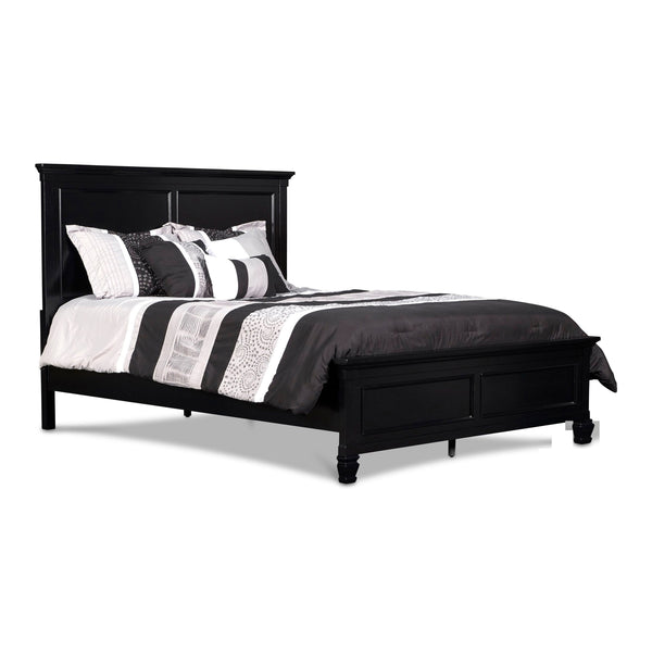 Umi Full Size Bed, Classic Panel Design with Molded Details, Black Wood
