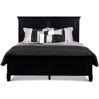 Umi Full Size Bed, Classic Panel Design with Molded Details, Black Wood