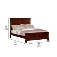 Umi Full Size Bed, Classic Panel Design with Molded Details, Brown Wood