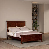 Umi Twin Size Bed, Classic Panel Design with Molded Details, Brown Wood